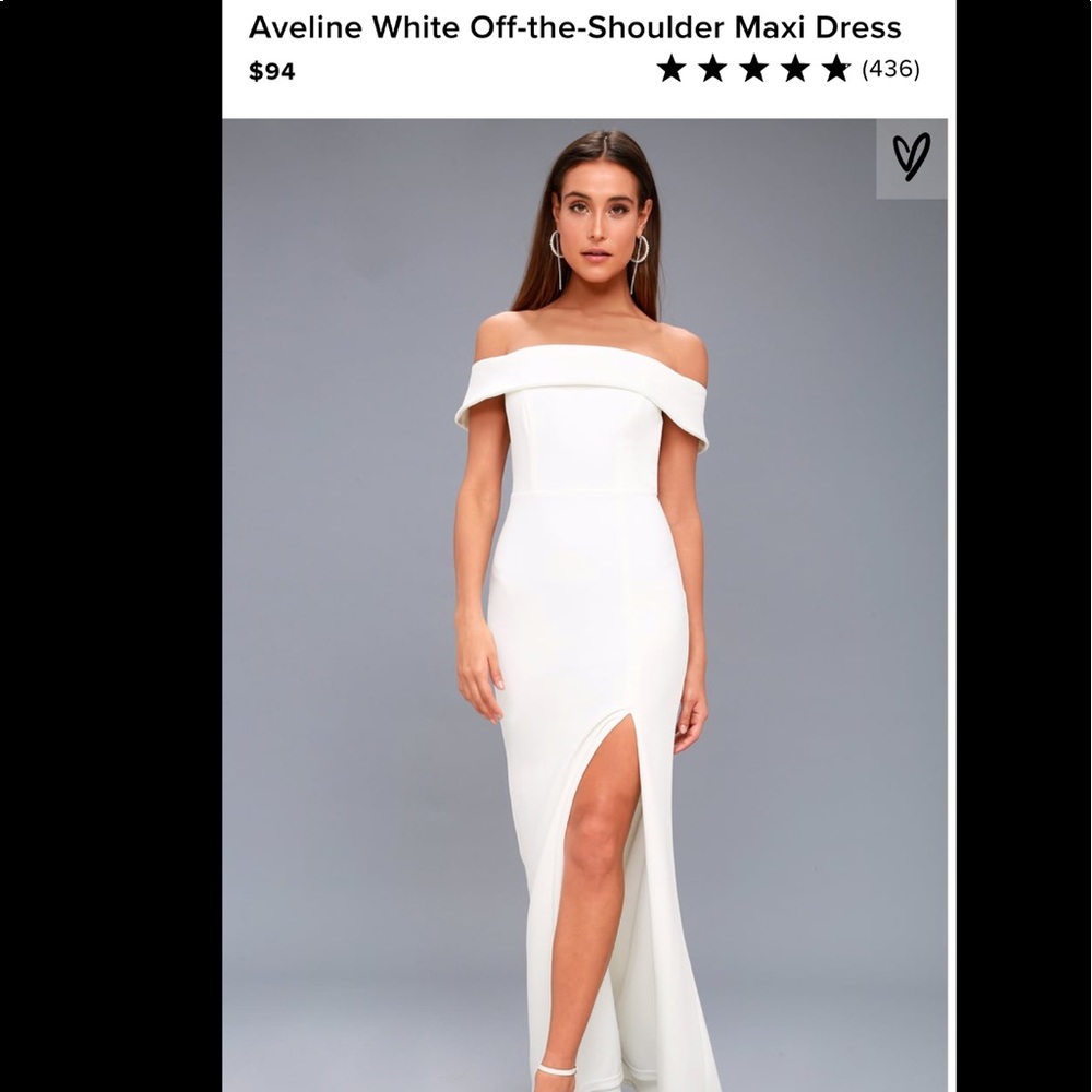 Lulu’s Aveline white off the shoulder dress
